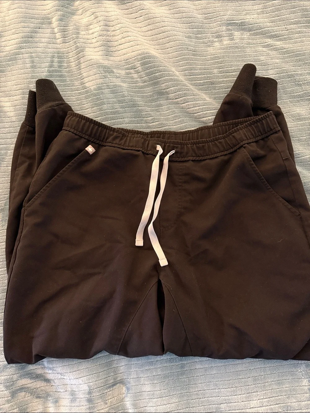 Figs Black Joggers with White Drawstring